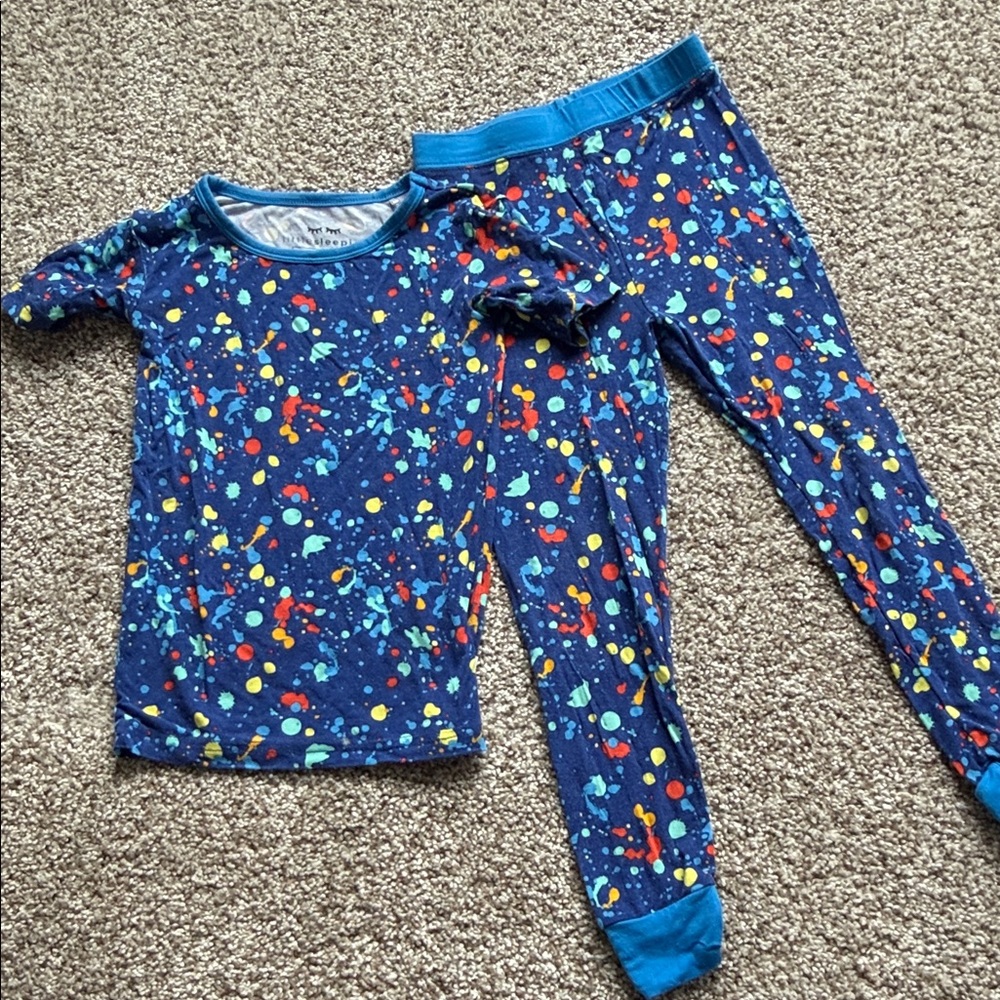 Little Sleepies Blue Pajama Set with Colorful Splashes